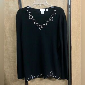 Adore Black Beaded Sequin Elegant Sweater Size L